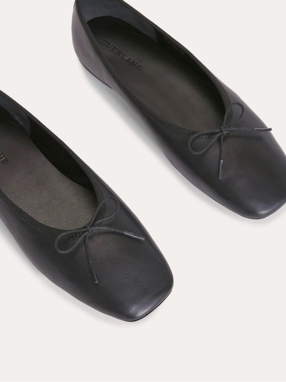 Everlane Black Leather The Day Ballet Flats with Bow - Picture 3 of 11